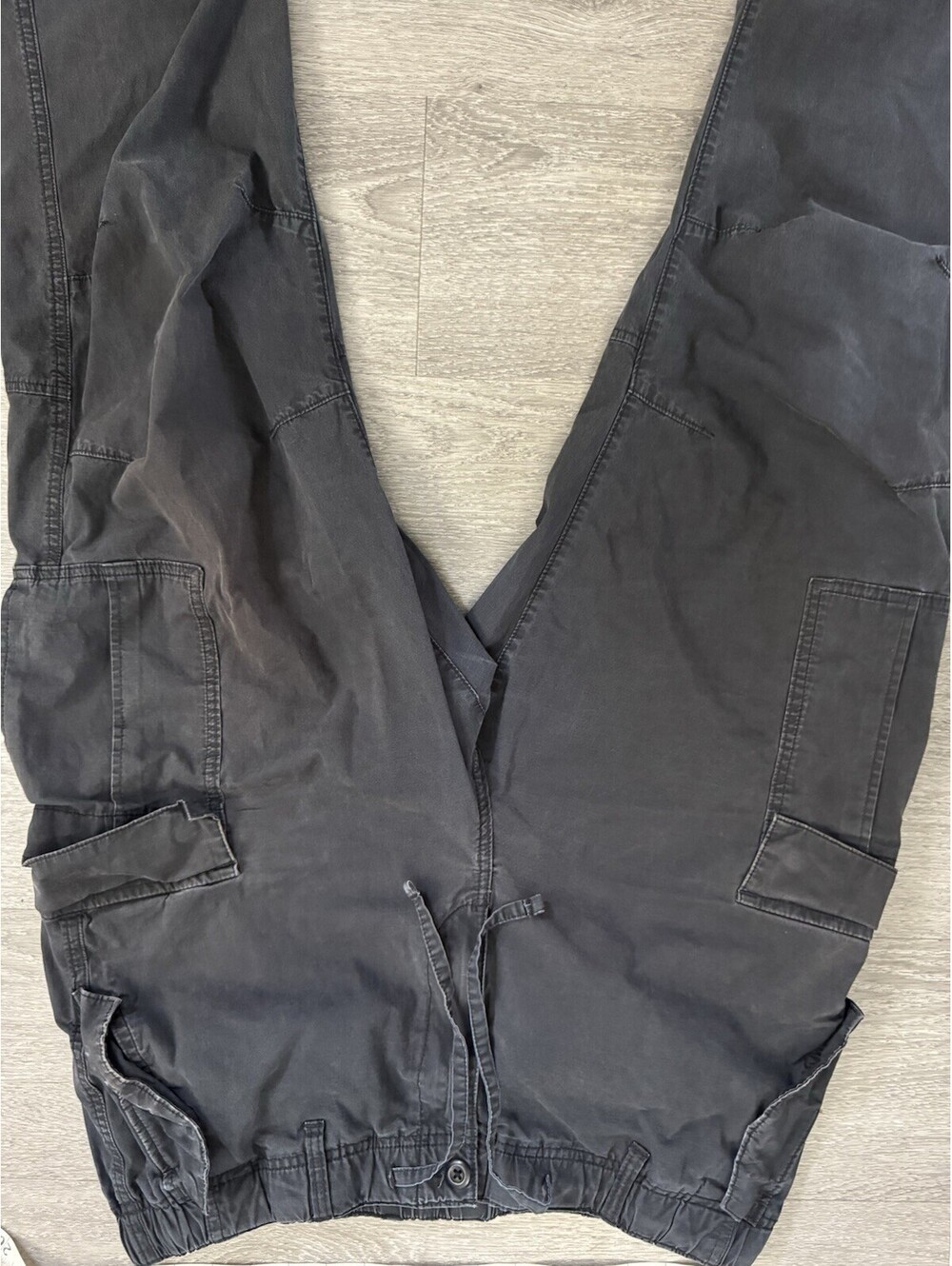 H&M Black Cargo Pants Large Elastic Waist Drawstring - Picture 3 of 6